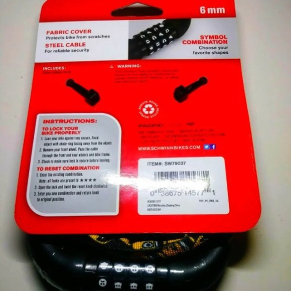 (2) BRAND NEW SCHWINN HAPPY EMOJI BIKE COMBO LOCK SET COMBINATION CABLE LOCKS - Picture 3 of 5